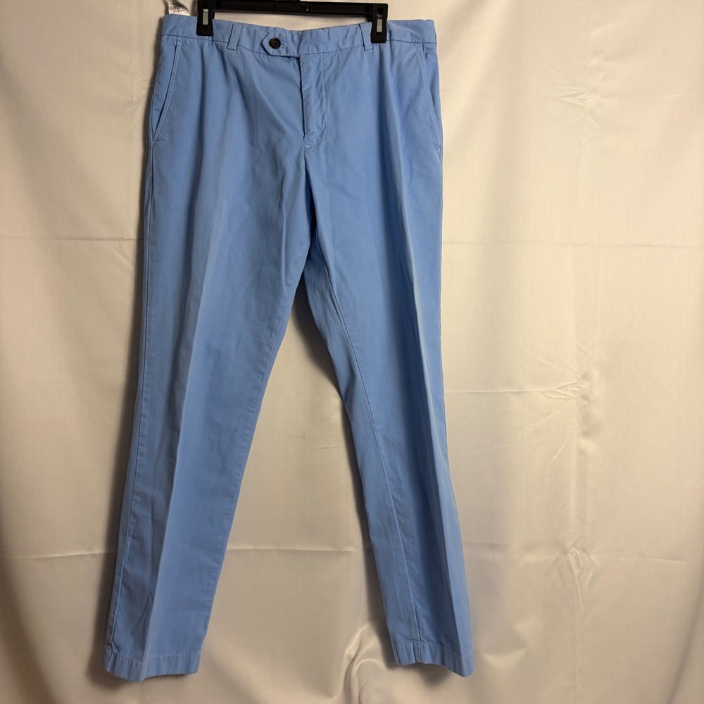 Brooks Brothers Milano Fit Chinos Mens 36x32 Light Blue Cotton Slim Pants 04 016